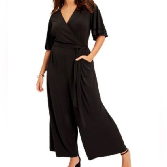 June + Vie Women's Plus Size Wide-Leg Jumpsuit - Picture 1 of 3